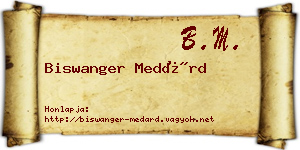 Biswanger Medárd névjegykártya